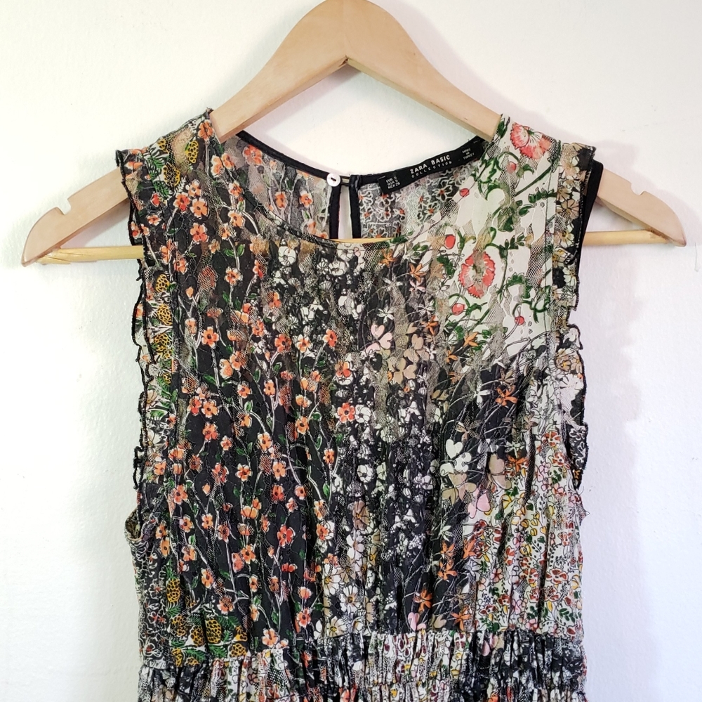 ZARA Printed Lace Empire waist dress